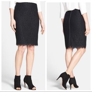 DIANE VON FURSTENBERG Scotia Black Lace Pencil Skirt Size 2